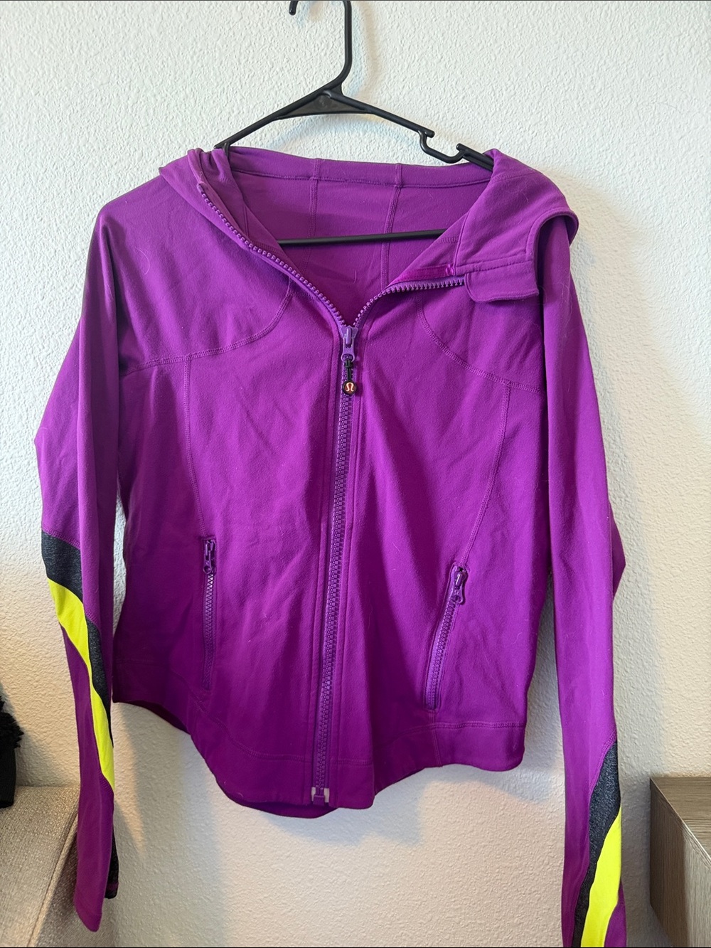 lululemon athletica Purple Hooded Zip Jacket with Yellow Accents